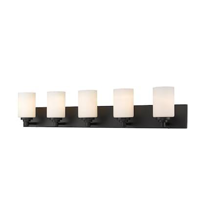 Soledad 5 Light Vanity, Matte Black & White